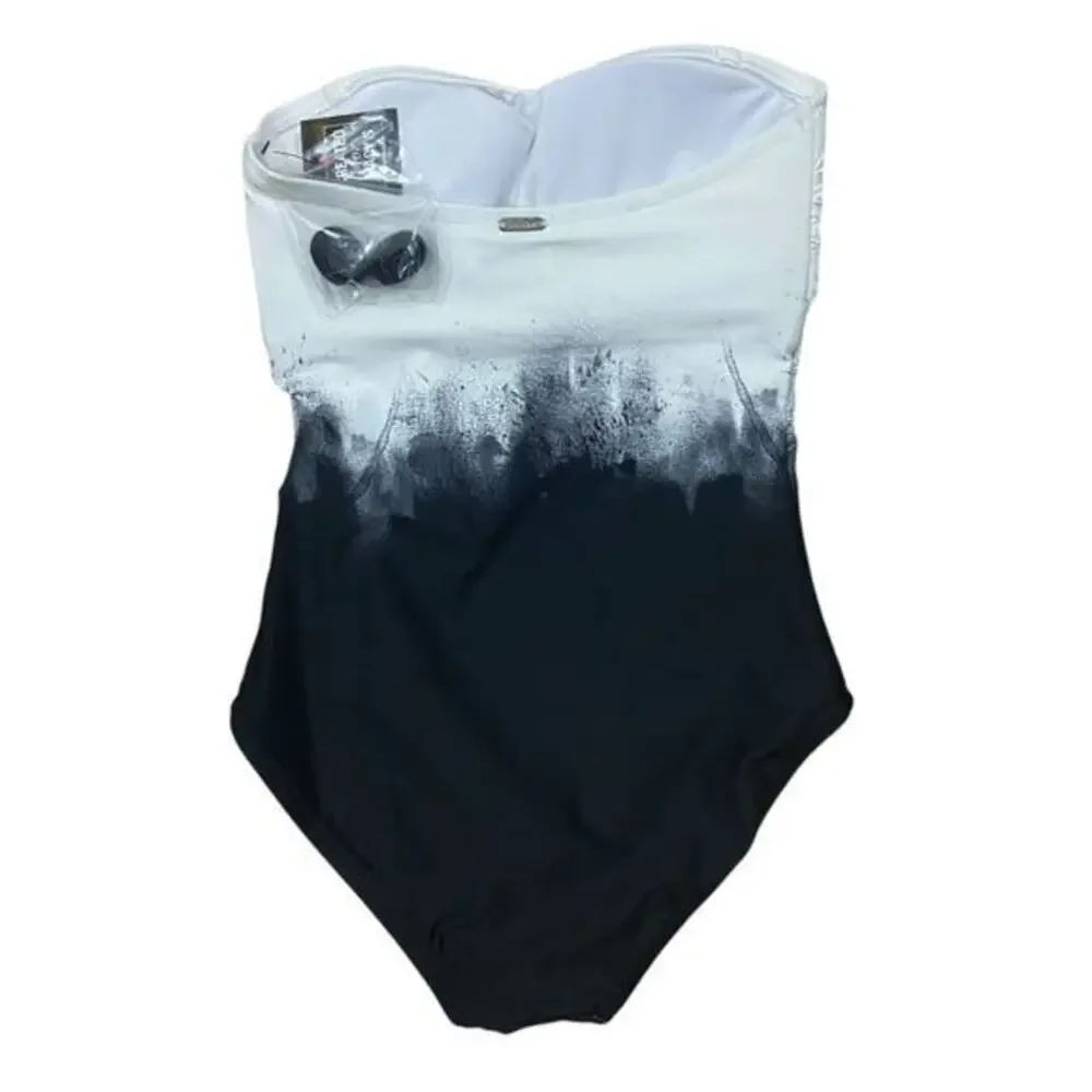 Calvin Klein Black and White Ombre One-Piece Swimsuit